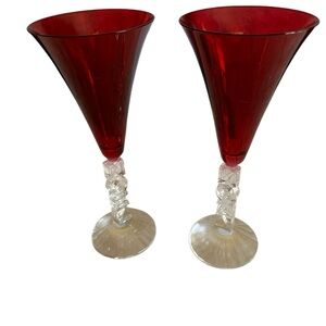 CRISTAL D’ARQUES NOEL RED BURGANDY  2 ALL PURPOSE GLASSES